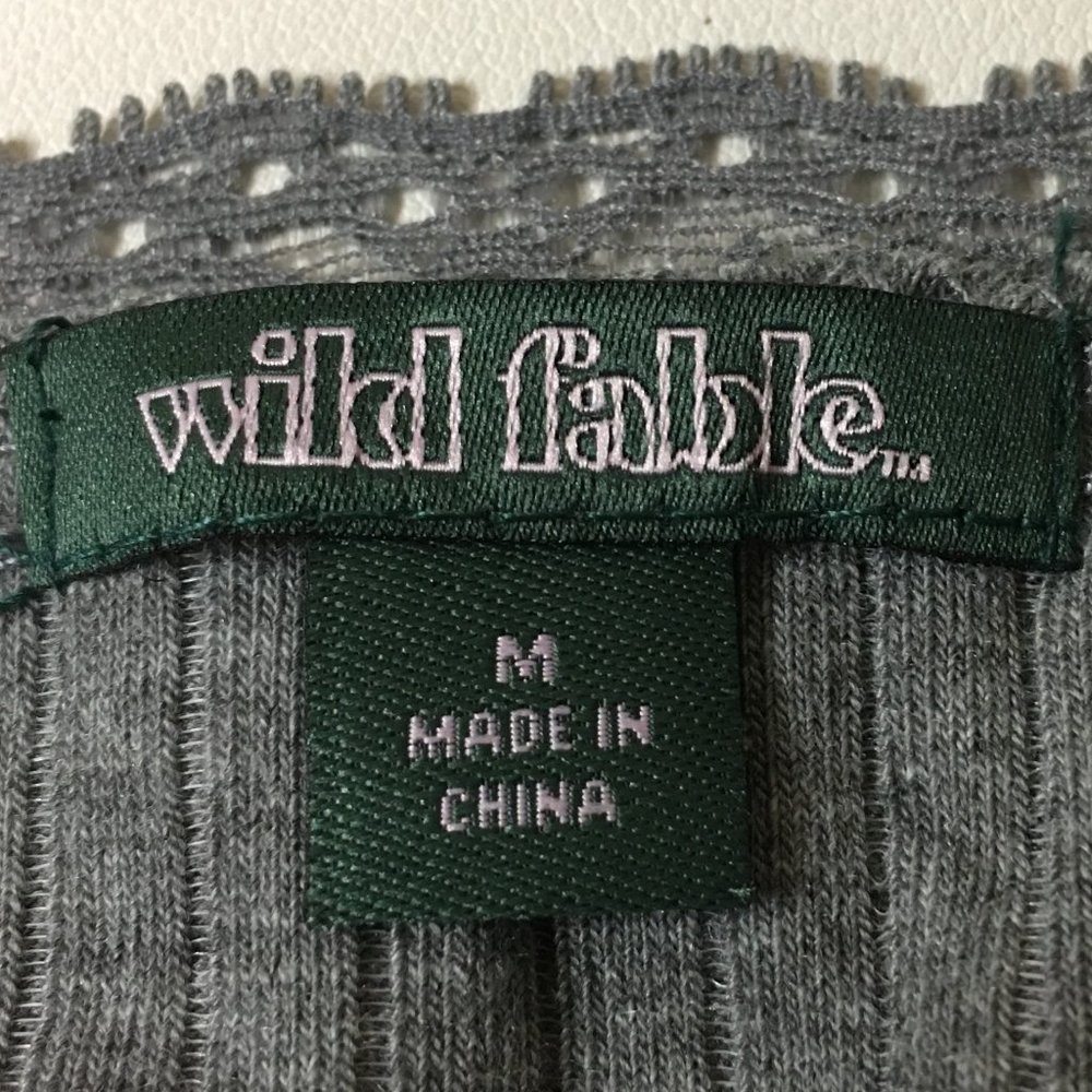 WILD FABLE Heather Gray Lace Trim Tiny Tank Ribbed Texture    NWOT! - Picture 7 of 8